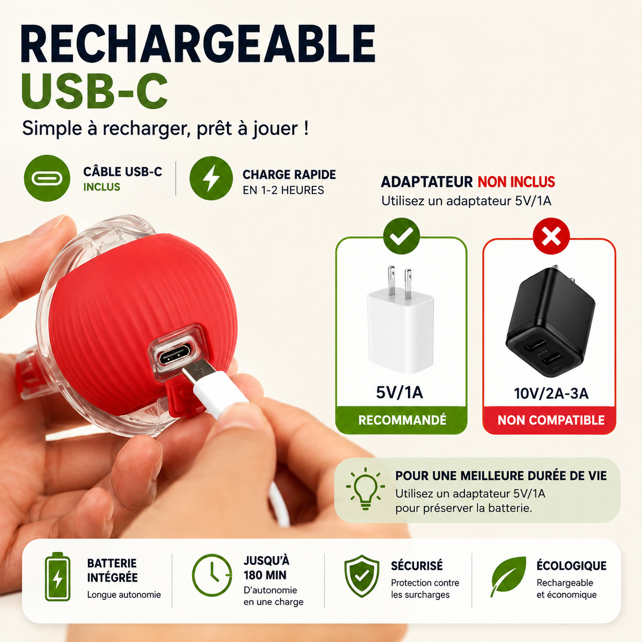 Balle Interactive Intelligente Pawora™ – Jouet rechargeable pour chiens & chats