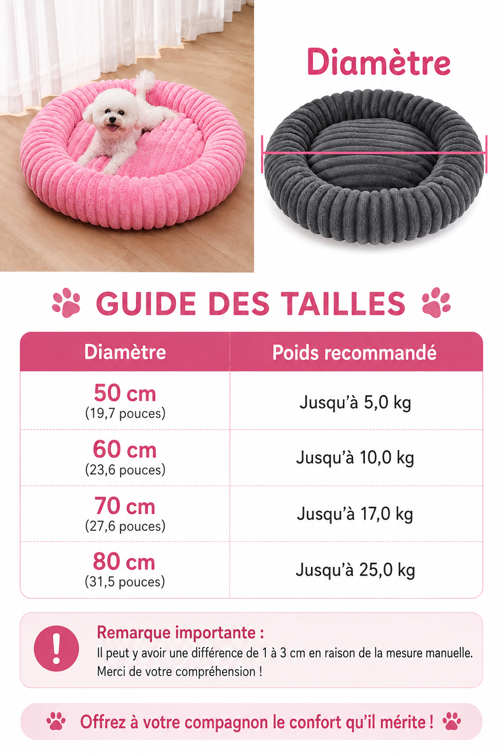 Panier Rond Moelleux pour Chien et Chat | PaworaFlow