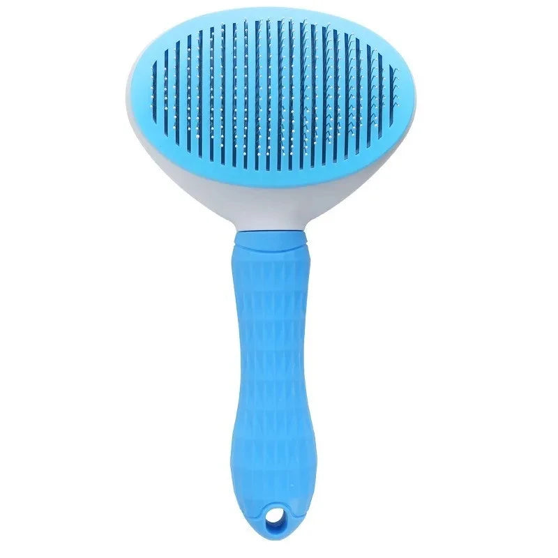 brosse autonettoyante bleue pour chien et chat avec picot en acier inoxydable