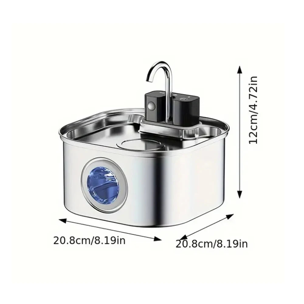 Fontaine à eau Pawora™ 3 L en acier inoxydable – Sans fil avec capteur intelligent